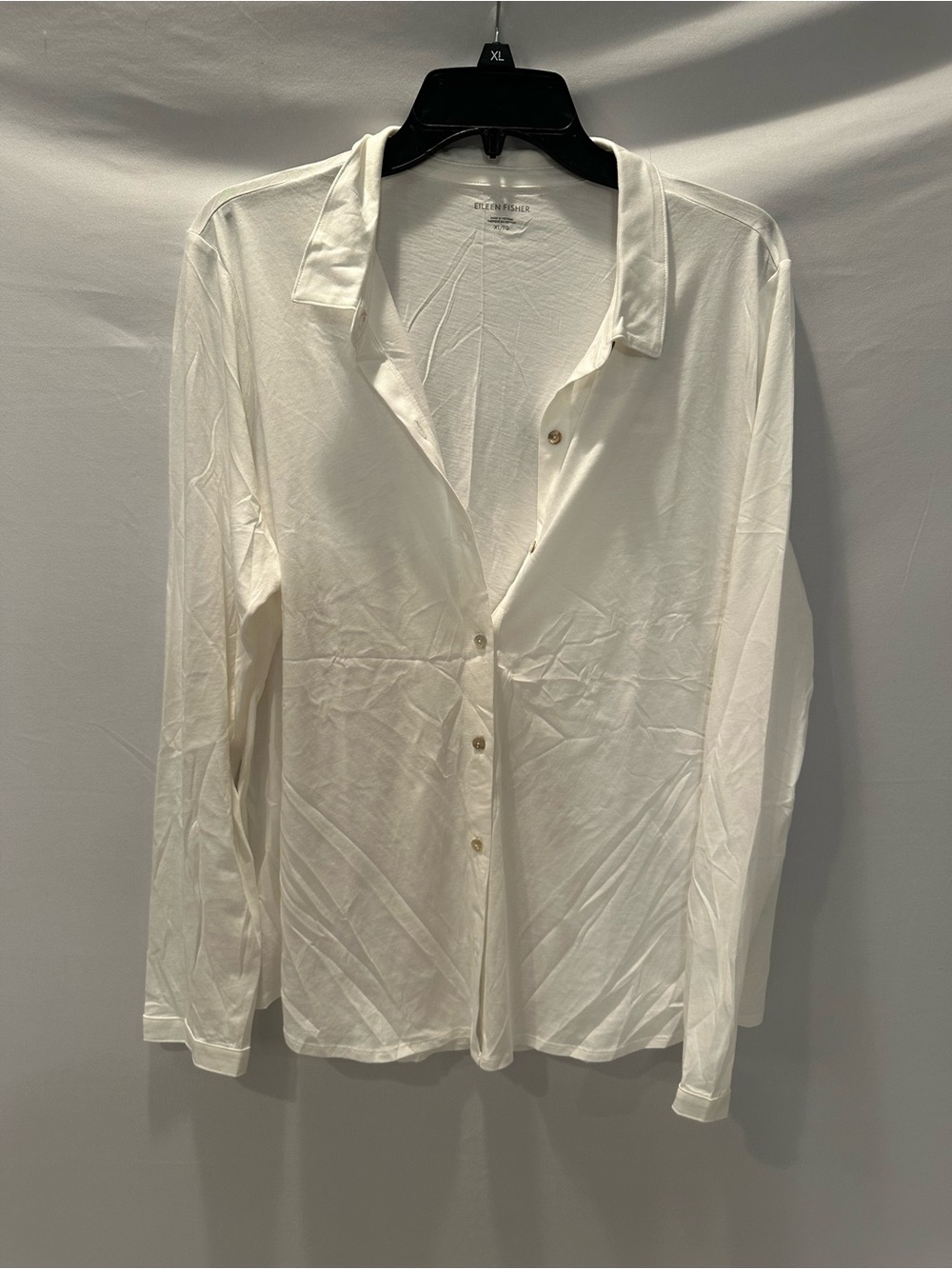 Eileen Fisher White Button-Front Long-Sleeve Shirt